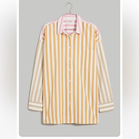 Madewell Tops - Madewell Madewell Signature Poplin Oversized Shirt Mixed Stripe Size XL